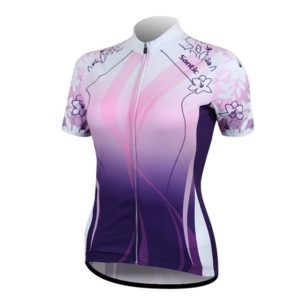 SANTIC Women's Full-Zip Short Sleeve Cycling Jersey Purple